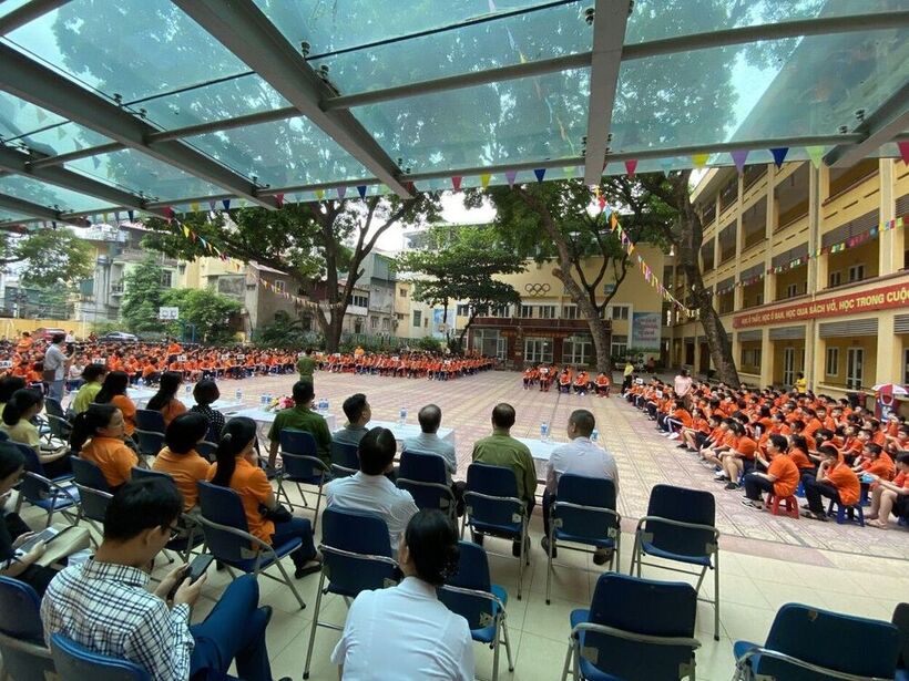 Tổ chức tập huấn và diễn tập phương án phòng cháy, chữa cháy ở trường THCS Nguyễn Trãi – Ba Đình