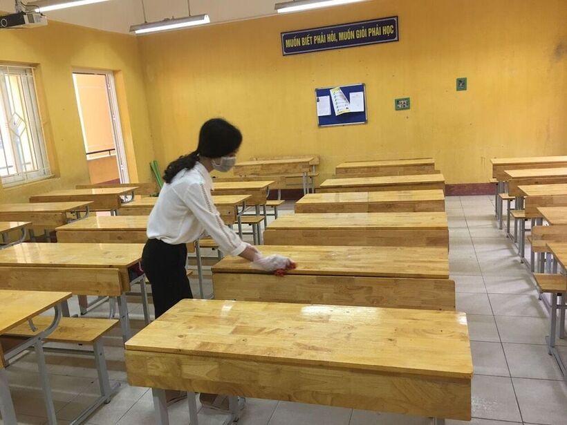 Trường THCS Nguyễn Trãi đã hoàn tất công tác chuẩn bị, điều kiện vệ sinh để đón các con HS tới trường ngày 4/5