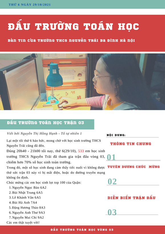 Đấu trường Toán học - Trận đấu thứ 3