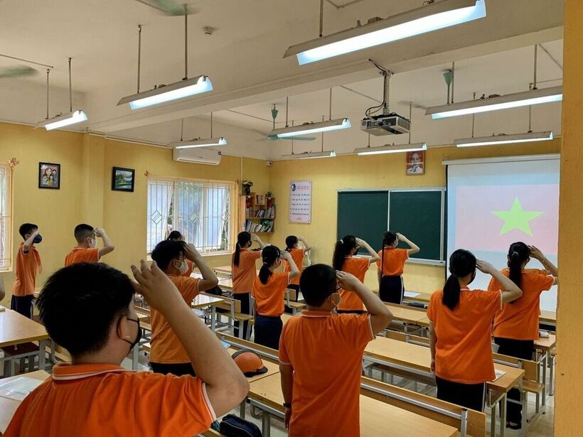 Trường THCS Nguyễn Trãi trong tuần tiên đón học sinh đi học trở lại