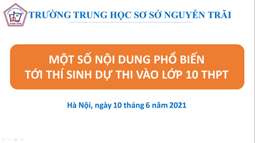 Trường THCS Nguyễn Trãi tổ chức cho thí sinh dự thi vào lớp 10 THPT học quy chế, làm thủ tục dự thi trực tuyến