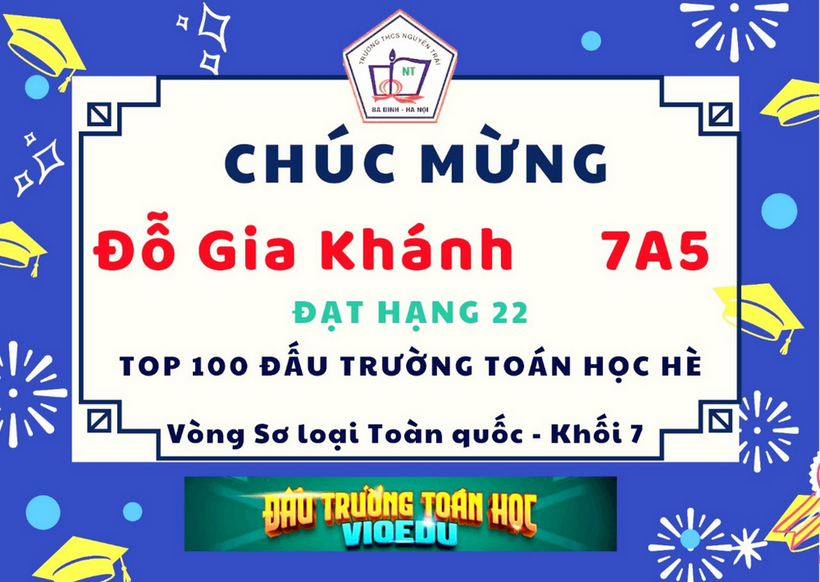 Thành tích tham dự Đấu trường Toán học (vòng Sơ loại toàn quốc)  của học sinh THCS Nguyễn Trãi