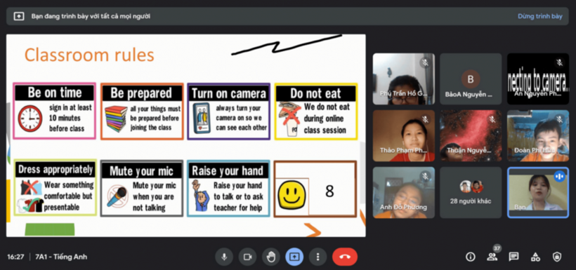 Những tiết học trực tuyến đầu tiên ở trường THCS Nguyễn Trãi trong năm học mới 2021-2022
