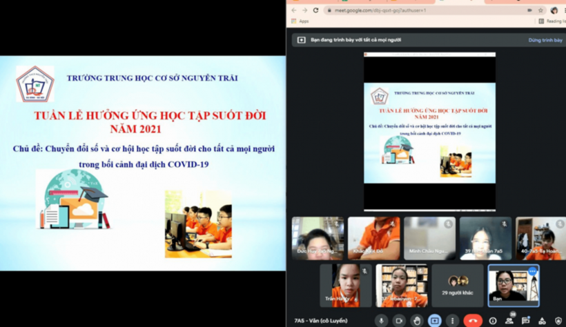 Khai mạc “Tuần lễ hưởng ứng học tập suốt đời” năm 2021 với chủ đề: ”Chuyển đổi số và cơ hội học tập suốt đời cho tất cả mọi người trong bối cảnh đại dịch COVID-19” ở trường THCS Nguyễn Trãi