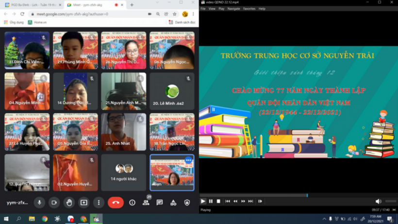 Tiết sinh hoạt chuyên đề “Kỉ niệm chào mừng 77 năm ngày thành lập Quân đội nhân dân Việt Nam (22/12/1944 - 22/12/2021”
