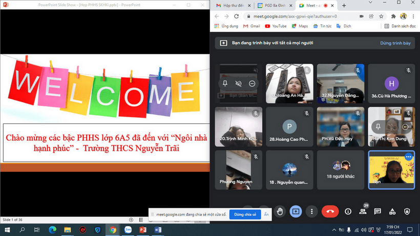 Trường THCS Nguyễn Trãi  tổ chức họp phụ huynh học sinh Sơ kết học kì I
