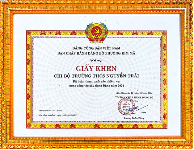 Thành tích đáng tự hào của Chi bộ trường THCS Nguyễn Trãi