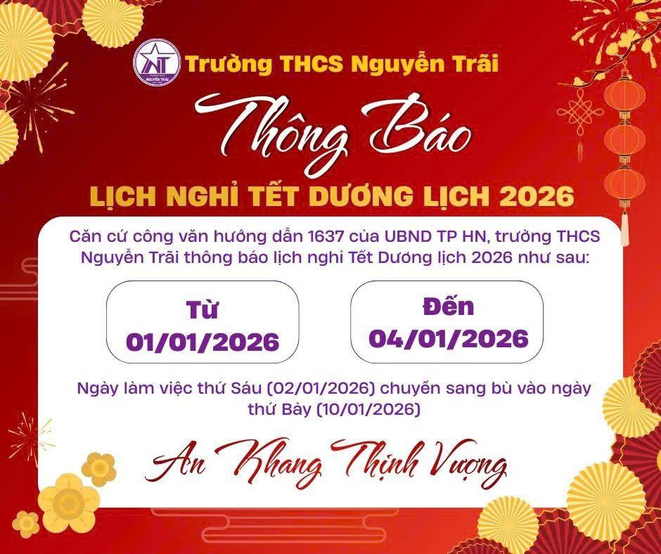 Thông báo lịch nghỉ Tết dương lịch 2026