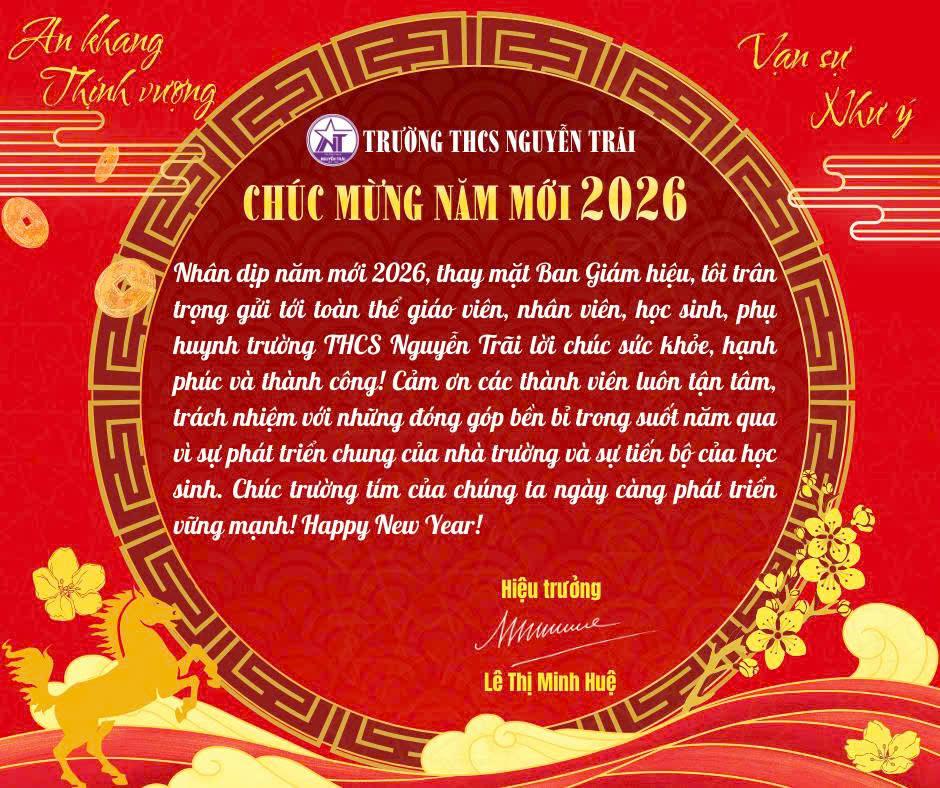 Trường THCS Nguyễn Trãi chúc mừng năm mới 2026