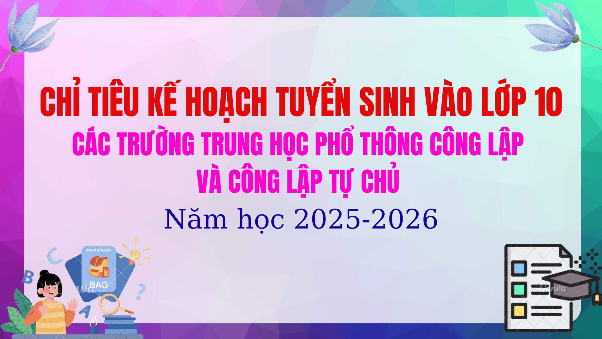 Quyết định về việc giao chỉ tiêu kế hoạch tuyển sinh vào lớp 10 cho các trường trung học phổ thông công lập và công lập tự chủ năm học 2025-2026