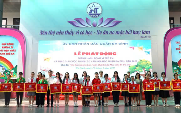 Lễ phát động tháng hành động vì trẻ em và trao giải cuộc thi đại sứ văn hóa đọc quận Ba Đình năm 2025 chủ đề: "Ưu tiên nguồn lực hoàn thành các mục tiêu vì trẻ em"