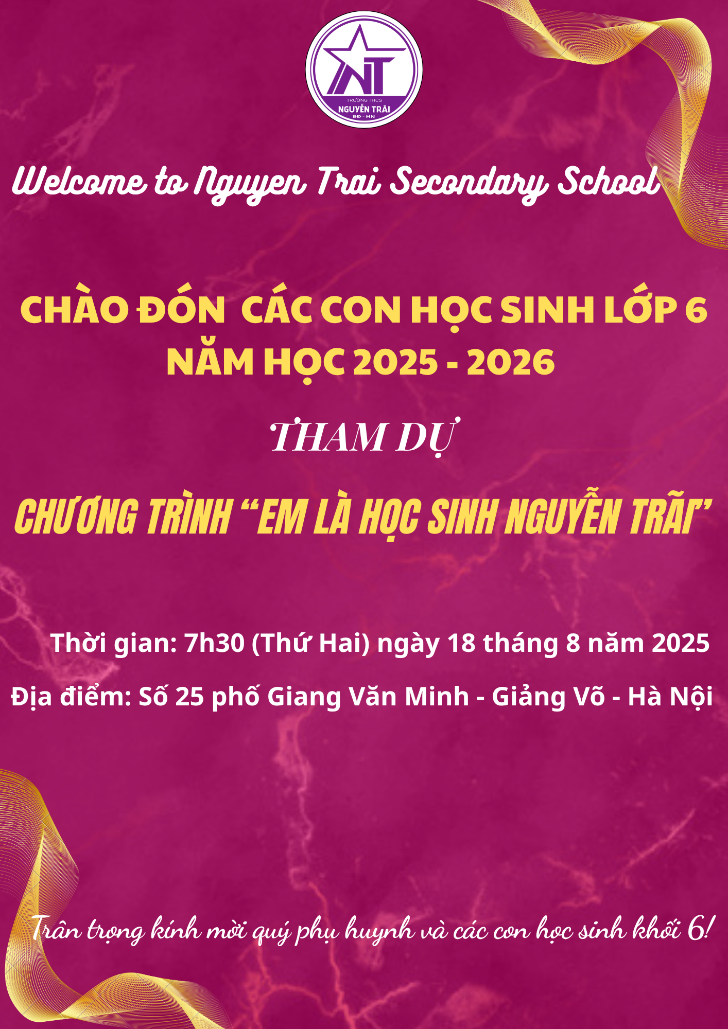 Chào đón các em học sinh lớp 6 – năm học 2025 - 2026