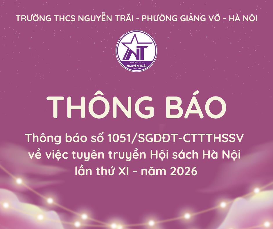 Thông báo số 1051/SGDĐT-CTTTHSSV về việc tuyên truyền Hội sách Hà Nội lần thứ XI - năm 2026